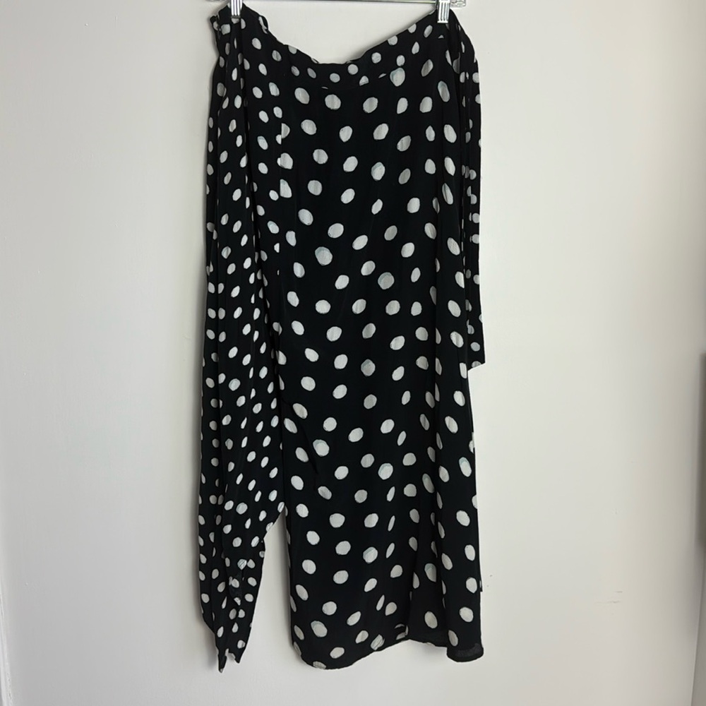Topshop Black and White Polka Dot Mandarin Collar Blouse